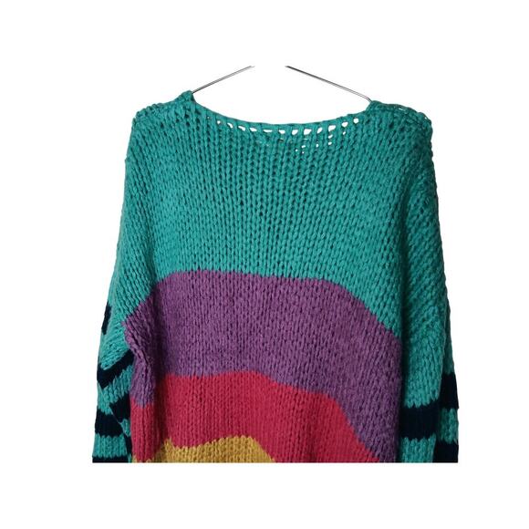 New with Tags Easel Soft Colorblock Knit Sweater Multicolor Striped Size L - Picture 7 of 9